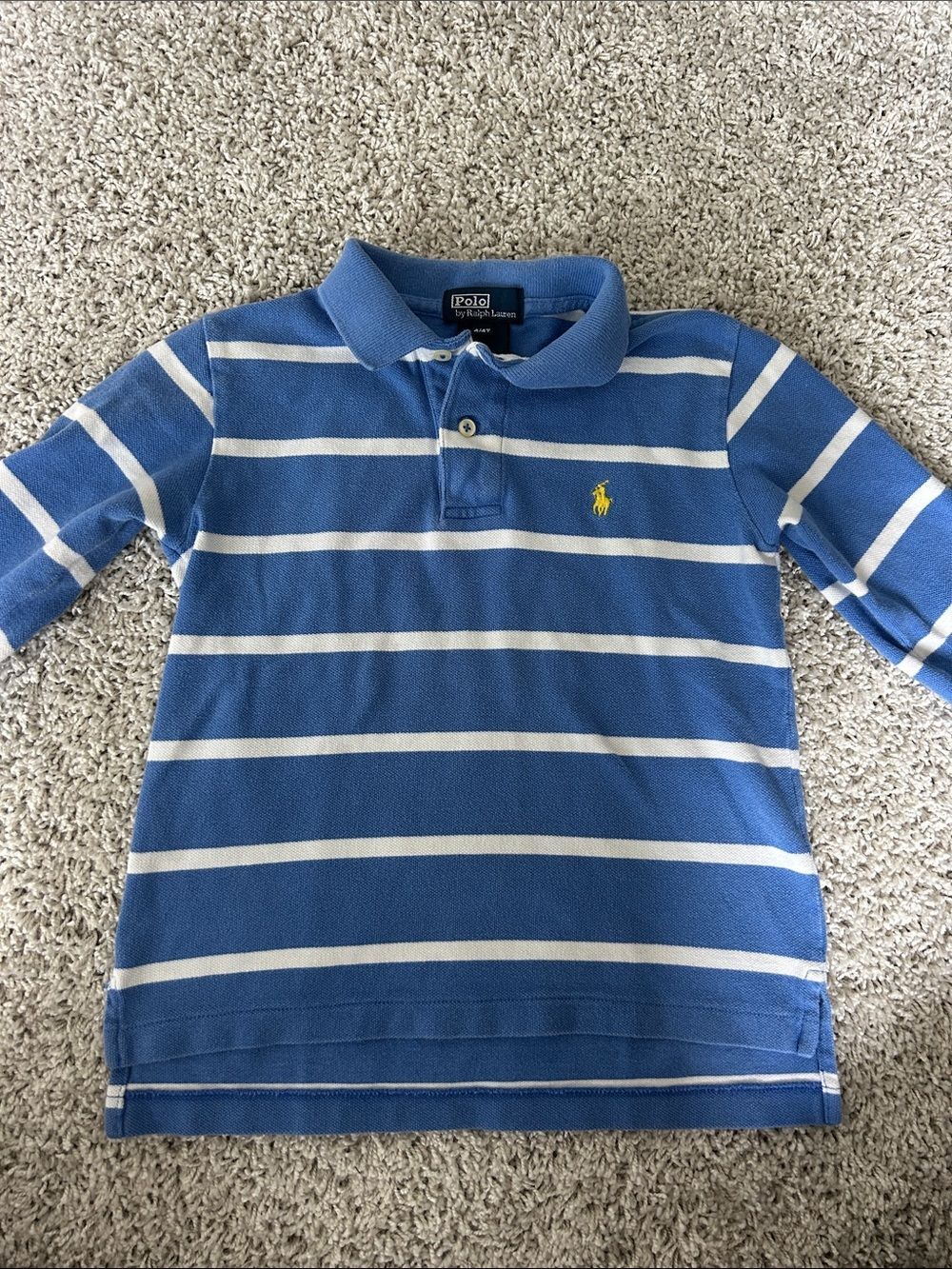 Polo Ralph Lauren Kids Blue White Striped Polo Yellow Pony Size 4t